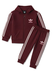 Maroon Boys Tracksuit - Zip-Up Hoodie and Trouser Set in Adidas Style