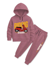 Riding Scooter Boys Winter Fleece Hoodie Set