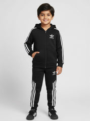 Boys Winter Tracksuit in Black Featuring the Iconic Adidas Design