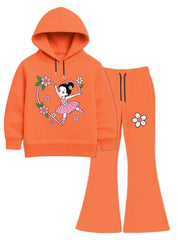 Ballerina in a Pink Heart With Flowers Flared Set For Girls