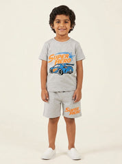 Boys Super Hero Car Shorts Set