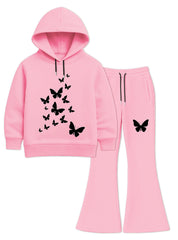 Butterfly Printed Flared Trouser Set For Girls