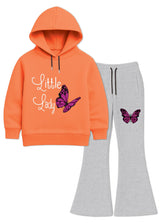 Little Lady Butterfly Printed Flared Trouser Set For Girls