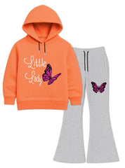 Little Lady Butterfly Printed Flared Trouser Set For Girls