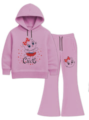 Cute Ballerina Hoodie and Flared Trouser Set