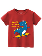 Dino Skate Board Freestyle Half Sleeve Cotton Tee
