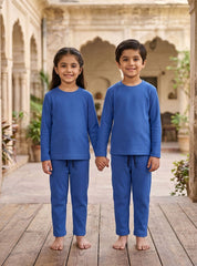Kids Blue Ribbed Lounge Set
