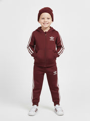 Maroon Boys Tracksuit - Zip-Up Hoodie and Trouser Set in Adidas Style