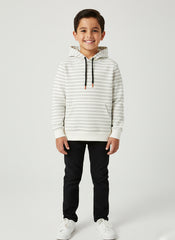 Striped Pattern Fleece Pullover Hoodie For Boys
