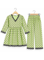 Girls 2-Piece Suit Lime Grace Printed