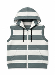 Boys Winter Sleeveless Hoodie Little Explorer Striped
