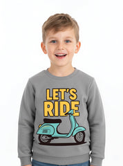 Let's Ride Crewneck Cotton Fleece Sweatshirts For Boys