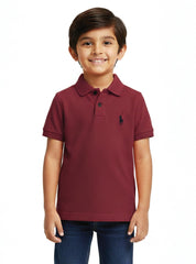 Boys Classic Polo T Shirt Maroon