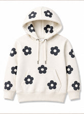 Girls Hoodie Black Daisy Bloom