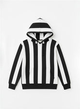Black & White Stripes Boys Warm Hoodie with a Sporty Vibe