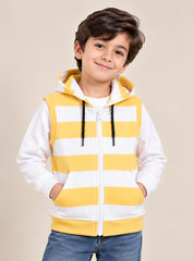 Boys Winter Sleeveless Hoodie Sunny Stripes