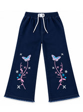 Girls Wide-Leg Jeans Pink Wings