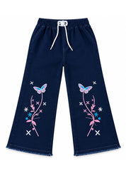 Girls Wide-Leg Jeans Pink Wings
