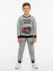 Emergency Hero Fire Truck Printed Tracksuit For Boys
