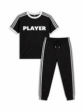 Black With White Strip Boys Tracksuit