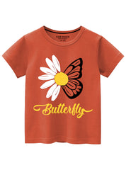Butterfly Trendy Printed Cotton T-Shirts For girls