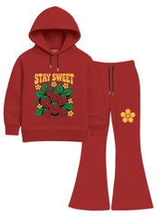 Girls Winter Hoodie Set Stay Sweet Strawberry