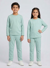 Kids Mint Blue Ribbed Lounge Set