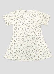 HALF SLEEVE GIRLS COTTON FROCK FLOWER PRINTED