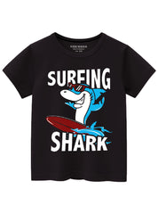 Surfing Shark Cotton T-Shirt For Boys
