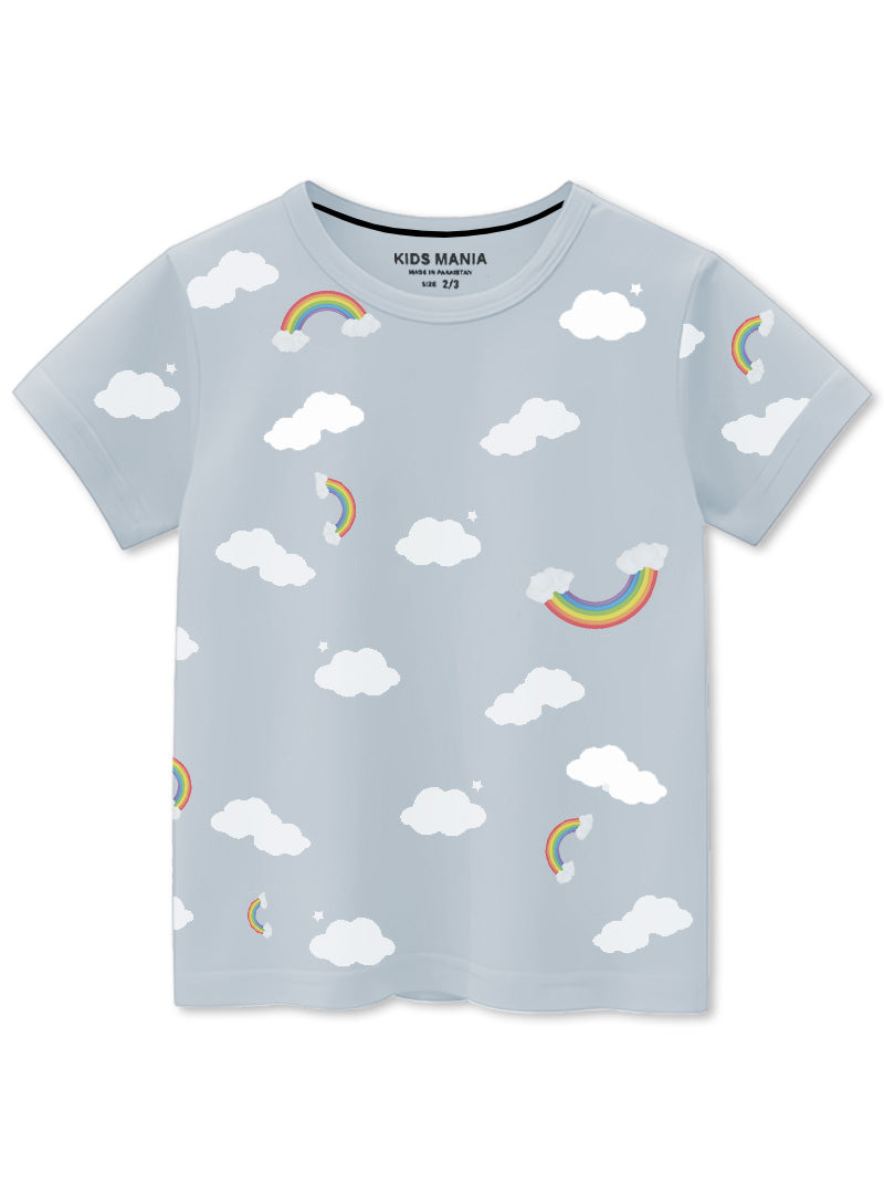 Summer Friendly Rainbow Printed Soft Cotton T-Shirts For Children's