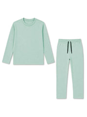 Kids Mint Blue Ribbed Lounge Set