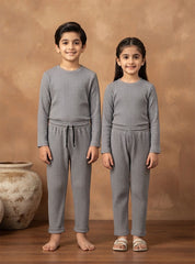 Kids Grey Ribbed Lounge Set