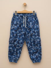 Boys Winter Cargo Fleece with Geometric Pattern and Side Pockets