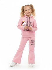 Little Sweet Warm Fleece Hoodie Set For Girls