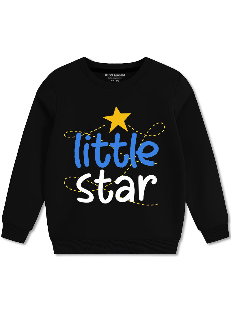 Little Star Black Winter Fleece Sweatshirts For Boys
