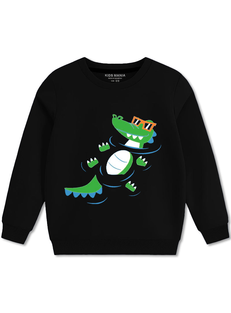 Swimming Crocodile Design Sweatshirts For Boys