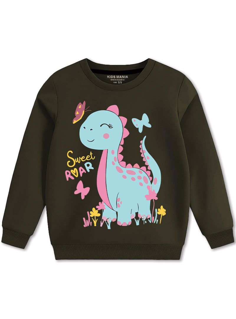Sweet Roar Dinosaur Fleece Sweatshirt For Girls