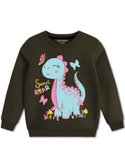 Sweet Roar Dinosaur Fleece Sweatshirt For Girls