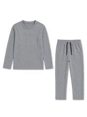 Kids Grey Ribbed Lounge Set