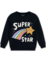 Shining Star Girls Black Sweatshirt with Rainbow Design