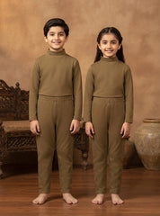Kids Ribbed Thermal Set Camel Brown