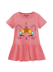 Unicorn Print Soft Cotton Summer Frock For Gilrs