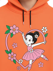 Ballerina in a Pink Heart With Flowers Flared Set For Girls