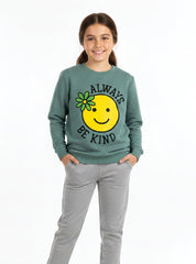 Always Kindness Cotton Fleece Sweatshirt For Girls