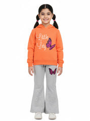 Little Lady Butterfly Printed Flared Trouser Set For Girls