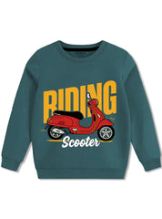 Stylish Riding Scooter Print Boys Winter Sweatshirt