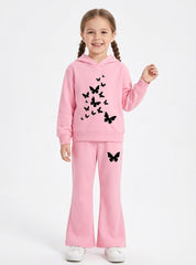Butterfly Printed Flared Trouser Set For Girls