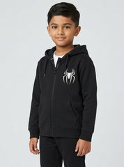 Boys Hoodie Zip-Up Web Warrior Black