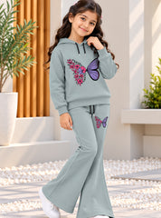 Girls Winter Hoodie Set Floral Butterfly Dream