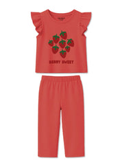 Girls Berry Sweet Frill Sleeve Set
